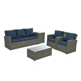 Patio Furniture, Outdoor Furniture, Seasonal PE Wicker Furniture,5 Set Wicker Furniture With Tempered Glass Table Top