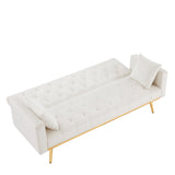 Cream White Convertible Folding Futon Sofa Bed