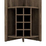 Georgia 8-Bottle 5-Shelf Corner Bar Cabinet in Dark Brown