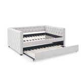 Daybed with Trundle Upholstered Tufted Sofa Bed