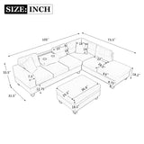 Sectional Sofa with Storage Ottoman, L-Shape Couch with 2 Pillows and Cup Holder,