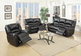 Black Plush Reclining Leather Sofa