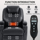 Power Lift Recliner Chair for Elderly, Massage and Lumbar Heating, Two Cup Holders and USB Charge Port