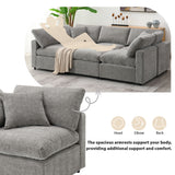 Modular Cloud Sofa Bed, 6 Seat Chenille Sectional Couch Set with Ottoman