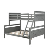 Grey Twin over Full Bunk Bed with ladder, Safety Guardrail