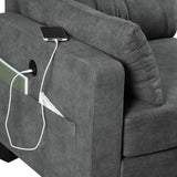 Modular Grey Couch with USB Ports, Ottoman, Lumbar Pillows