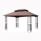 13x10 Outdoor Patio Gazebo Canopy Tent With Ventilated Double Roof And Mosquito net(Detachable Mesh Screen On All Sides),Suitable for Lawn, Garden, Backyard and Deck,Brown Top