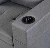 Sofa Set for Living Room with L Shape Chaise Lounge, cup holder - grey