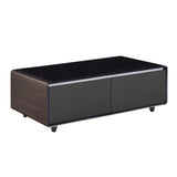 Brown Modern Smart Coffee Table with Built-in Fridge