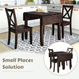 3-Piece Wood Drop Leaf Breakfast Nook Dining Table Set