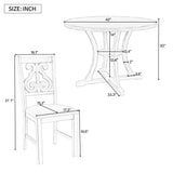 5-Piece Round Dining Table and 4 Fabric Chairs