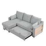 Pull Out Sleeper Sofa L-Shaped Couch Convertible Sofa Bed with Storage Chaise, Storage Racks and USB Ports