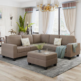 Sectional Corner Sofa L-shape Couch Space Saving with Storage Ottoman & Cup Holders Design for Large Space Dorm Apartment