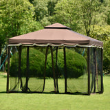 Brown Outdoor Iron Vented Dome Top Patio Gazebo