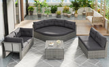 Patio Furniture Set Outdoor Furniture Daybed Rattan Sectional Furniture Set Patio Seating Group With Cushions and Center Table for Patio, Lawn, Backyard, Pool, Grey