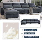 L-Shape Feather Filled Sectional Sofa - Dark Grey