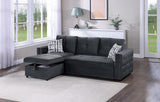 Pull Out Black Velvet Convertible Sectional Sofa