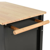 Black Kitchen Island Cart with Solid Wood Top