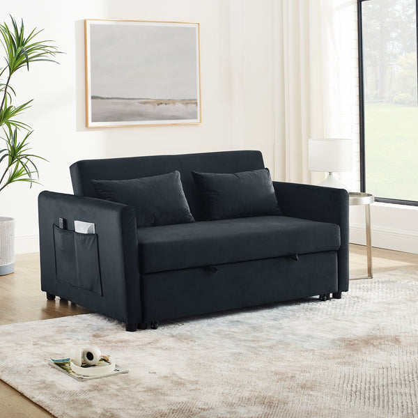 Convertible Sofa Bed, 3-in-1 Versatile Velvet Double Sofa