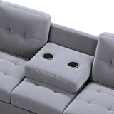 Sectional Sofa with Reversible Chaise Lounge, L-Shaped Couch with Storage Ottoman and Cup Holders