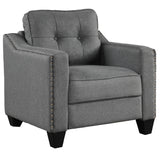 Piece Living Room Set with tufted cushions.