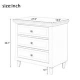 White 3-Drawer Nightstand