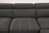 Pull Out Sectional Sofa with Adjustable Headrest Sleeper with Storage Ottoman