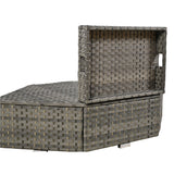 6 Piece Outdoor Conversation Set All Weather Wicker Sectional Sofa with Ottoman and Cushions and Small Trays