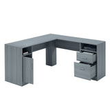 Grey Functional L-Shape Desk with Storage