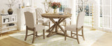 Natural Wood Style Dining Table Set with 4 Upholstered Chairs