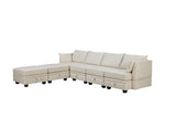 U-Shape Modular Sectional Sofa, Convertible Sofa Bed with Reversible Chaise for Living Room, Storage Seat