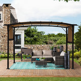 Beige Brown 12 x 9 Ft Outdoor Pergola Patio Gazebo