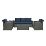 Patio Furniture, Outdoor Furniture, Seasonal PE Wicker Furniture,5 Set Wicker Furniture With Tempered Glass Table Top