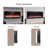 50 inch recessed ultra thin tempered glass front wall mounted electric fireplace