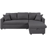 Gray Upholstered Sleeper Sectional Sofa with Storage Space