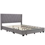 Queen Size Storage Bed Linen Upholstered Platform Bed