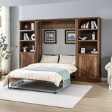 Full Size Half Self-Close and Open Murphy Bed Brown