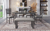 Grey 6-Piece Solid Wood Dining Room Set