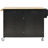 Black Kitchen Island Cart with Solid Wood Top