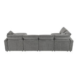 Modular Cloud Sofa Bed, 6 Seat Chenille Sectional Couch Set with Ottoman