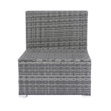 8 Piece Patio Sectional Wicker Rattan Outdoor Furniture Sofa Set with One Storage Box Under Seat and Cushion Box Grey wicker + Black Cushion + Clear Glass Top