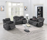 Charcoal Sofa 1pc Contemporary Leatherette Storage Arms w Cup Holder