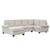 Modern U-Shaped Corner Sectional Sofa Upholstered Linen Fabric