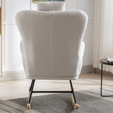 White Rocking Chair with Pocket Soft  Fabric