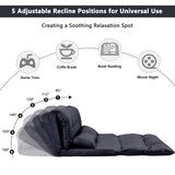 Black Sofa Adjustable Folding Futon Style - Video Gaming Sofa with Two Pillows