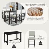 5-Piece Counter Height Dining Set, Classic Elegant Table and 4 Chairs