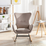 Velvet Fabric Padded Seat Rocking Chair