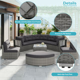 Patio Furniture Set Outdoor Furniture Daybed Rattan Sectional Furniture Set Patio Seating Group With Cushions and Center Table for Patio, Lawn, Backyard, Pool, Grey