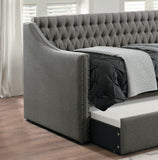 Modern Design Dark Gray Fabric Upholstered 1pc Sofa Bed w Trundle