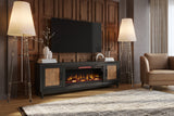 TV Stand Electric Fireplace for TVs up to 95 inches, Black and Bourbon Finish